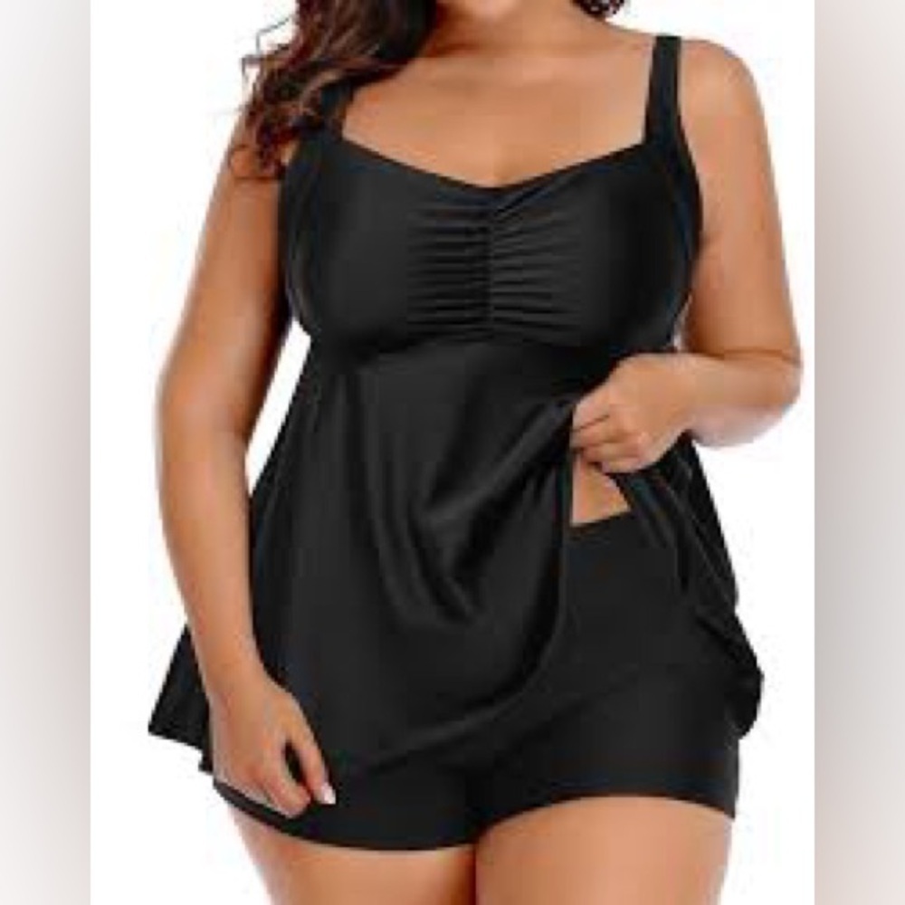 Womens Two Piece Tummy Control Swimdress Plus Size Skirtini CoverUp Swimsuit 20W - Picture 2 of 4